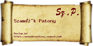 Szamák Patony névjegykártya